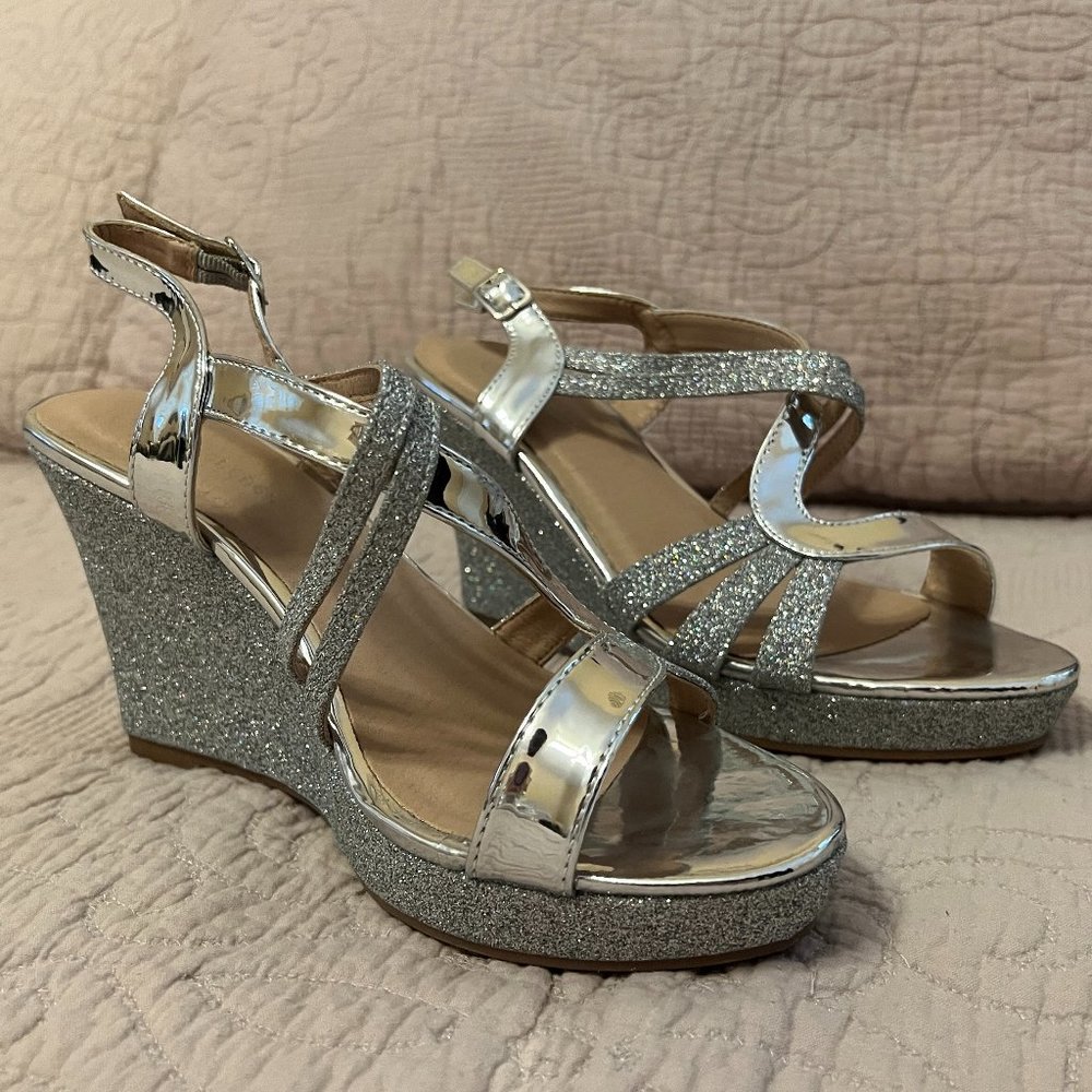 Glitter Wedge Heel Platform Sandals